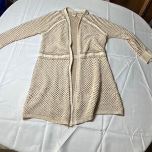Bob Timberlake Open Front Cardigan Knit Beige Textured Long Sleeve Women's L